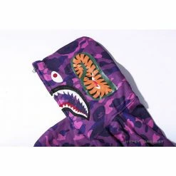 Hypeyourbeast BAPE Shark Head Classic Embroidered Camouflage Zip-Up Hoodie'PURPLE' Clothes