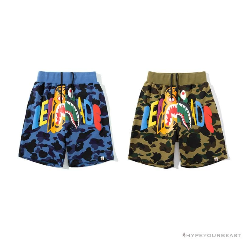 Hypeyourbeast BAPE X READYMADE Tiger Head Foam Camouflage Shorts 'BLUE' Clothes