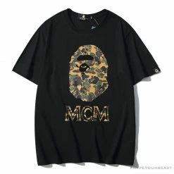 Hypeyourbeast BAPE X MCM Camouflage Ape Head Tee Shirt 'BLACK'