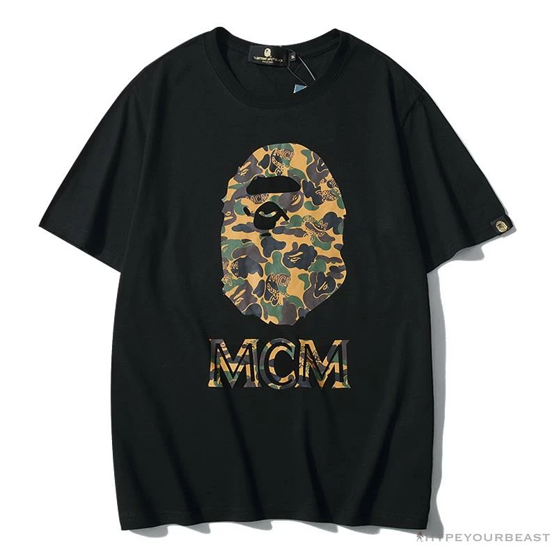 Hypeyourbeast BAPE X MCM Camouflage Ape Head Tee Shirt 'BLACK'