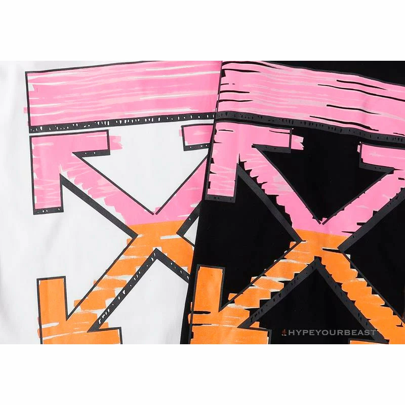 Hypeyourbeast OFF-WHITE Pink Orange Arrow Hoodie 'BLACK' Hoodies & Jackets