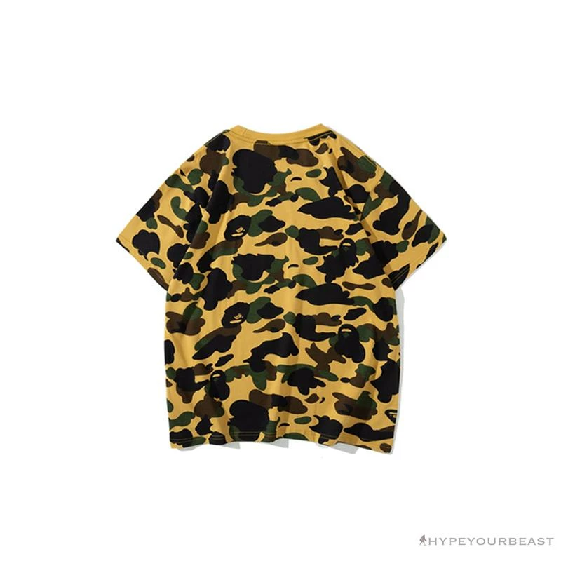 Hypeyourbeast Clothes BAPE KIDS Elbow Hug Gorilla Camouflage Tee Shirt 'YELLOW'