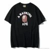 Hypeyourbeast BAPE Classic Basic Ape Man Head English LOGO Tee Shirt 'BLACK' Clothes