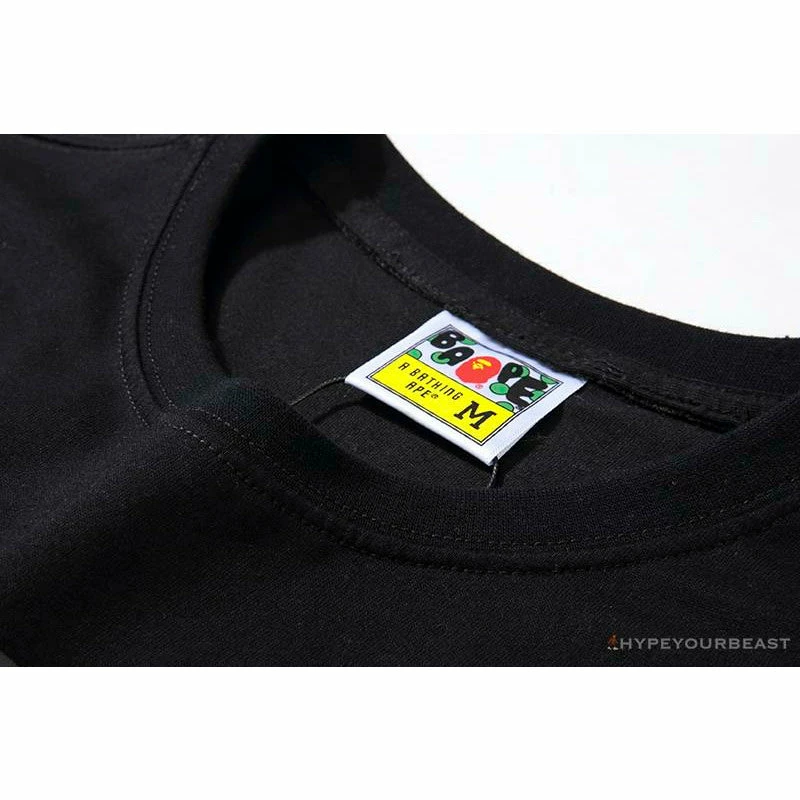 Hypeyourbeast BAPE Classic Basic Ape Man Head English LOGO Tee Shirt 'BLACK' Clothes