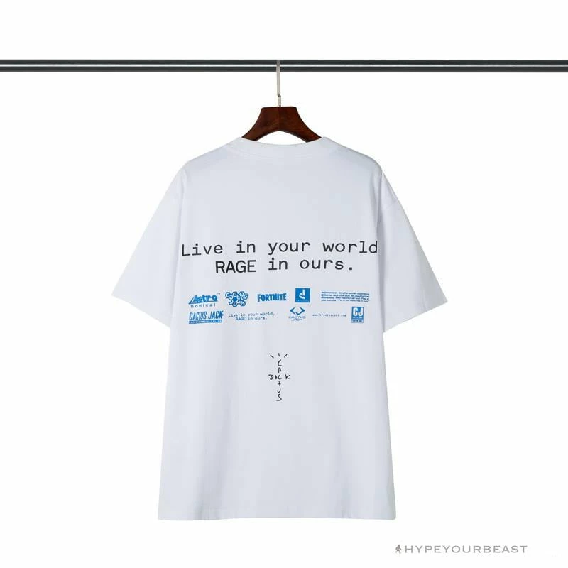 Hypeyourbeast OFF-WHITE Travis Scott Fortnite Peripheral Rap Tee Shirt 'WHITE'