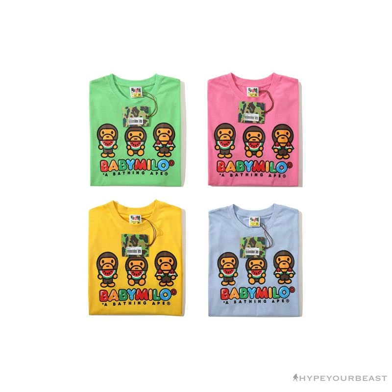 Hypeyourbeast Clothes BAPE Baby Milo Watermelon Little Monkey Tee Shirt 'PINK'