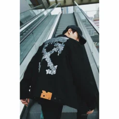 HypeYourBeast Off White Denim Black Jacket - Black Hoodies & Jackets