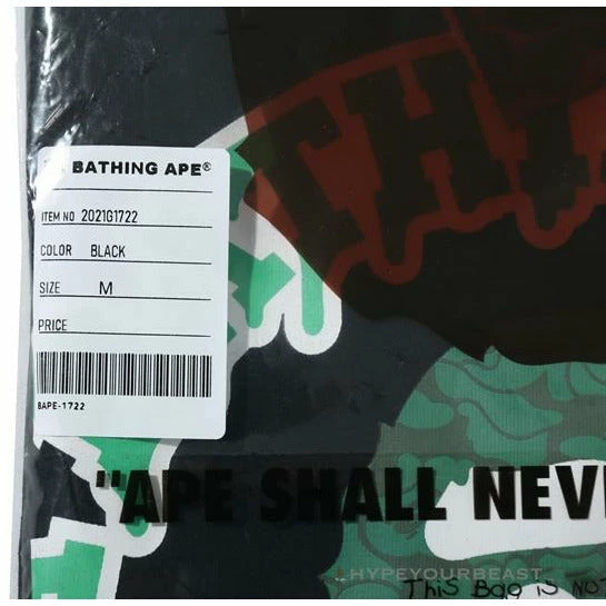 Hypeyourbeast Clothes BAPE Paint Splash Green Camouflage Tee Shirt 'BLACK'