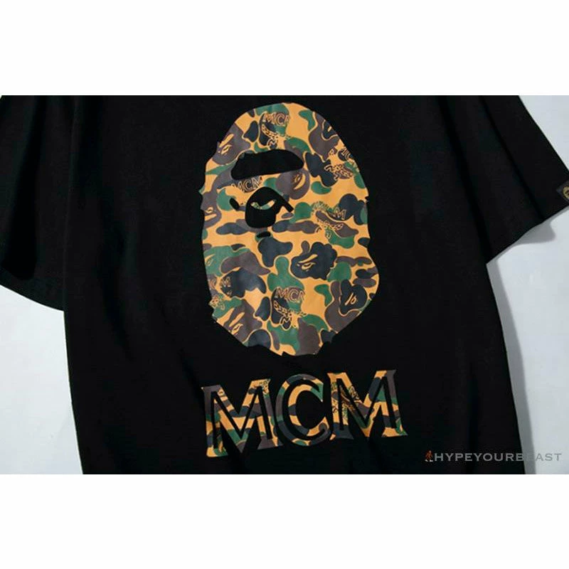 Hypeyourbeast BAPE X MCM Camouflage Ape Head Tee Shirt 'BLACK'