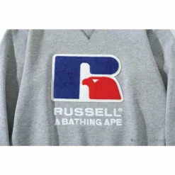 Hypeyourbeast BAPE X RUSSELL ATHLETIC Joint Pullover Long Sleeve Shirt'GREY'