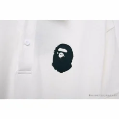 Hypeyourbeast Clothes BAPE Classic Ape Head Print Versatile Polo Shirt'WHITE'
