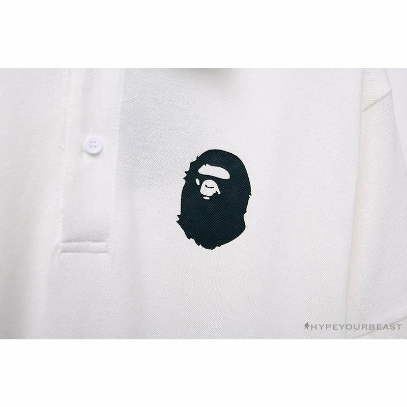 Hypeyourbeast Clothes BAPE Classic Ape Head Print Versatile Polo Shirt 'WHITE'