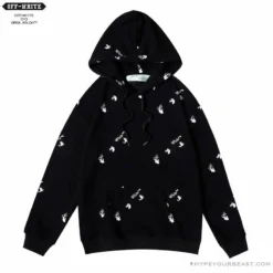 Hypeyourbeast OFF-WHITE Classic Print Hoodie 'BLACK' Hoodies & Jackets