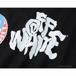Hypeyourbeast OFF-WHITE Graffiti Letter Doraemon Tee Shirt' BLACK' T-Shirts