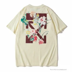 Hypeyourbeast OFF-WHITE Flower Edition Tee Shirt'BEIGE' T-Shirts