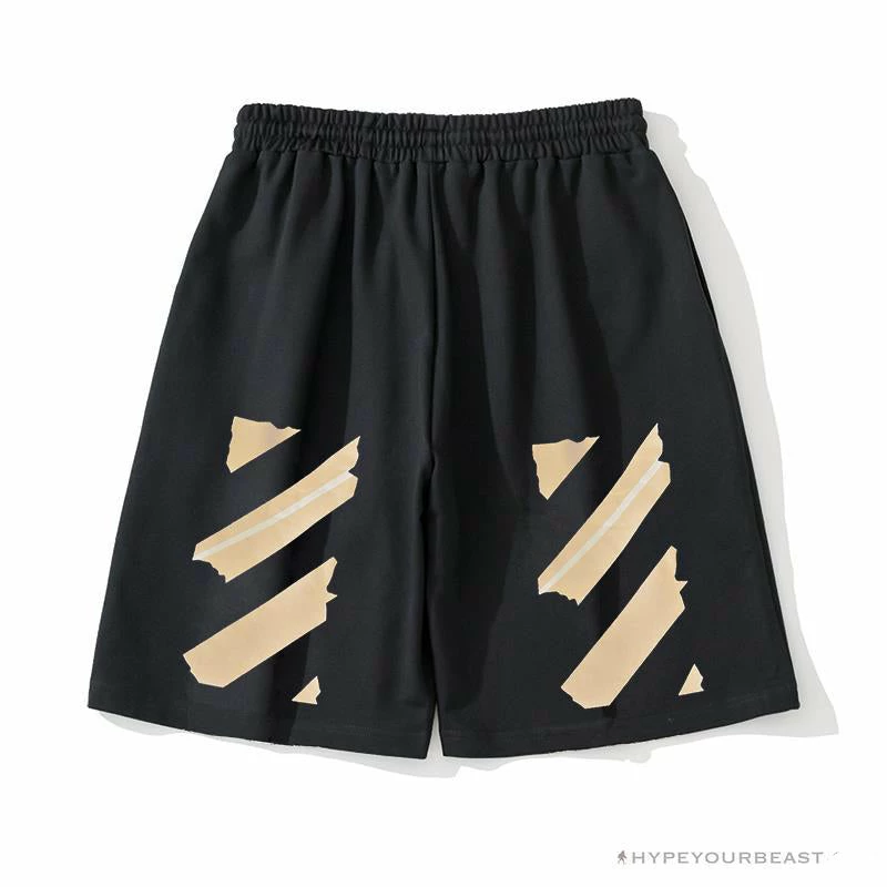 Hypeyourbeast Pants OFF-WHITE Explosive Strip Basic Arrow Shorts 'BLACK'