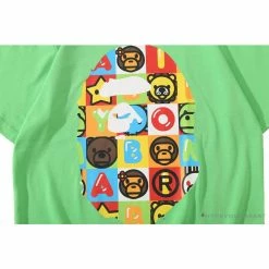 Hypeyourbeast Clothes BAPE Baby Milo Color Square Ape Head Tee Shirt'GREEN'