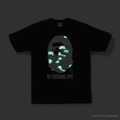 Hypeyourbeast Clothes BAPE Luminous Spots Camouflage Great Ape Man Black Head Cotton Short Sleeve Tee Shirt'BLACK'