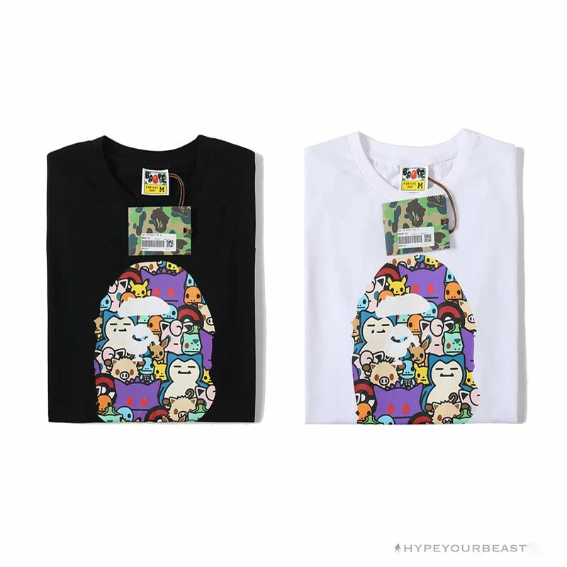 Hypeyourbeast Clothes BAPE Pokémon Co-branded Ape Head Tee Shirt 'BLACK'