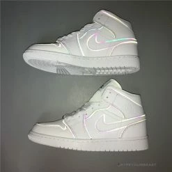 Hypeyourbeast Air Jordan 1 Mid Iridescent Reflective White
