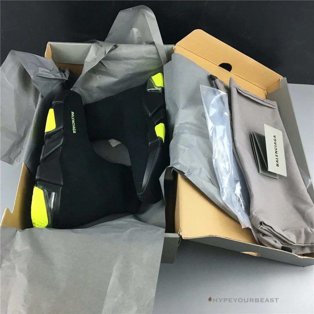 Hypeyourbeast BCG Sock Sneakers Clear Sole - Black Yellow Fluo Balenciaga
