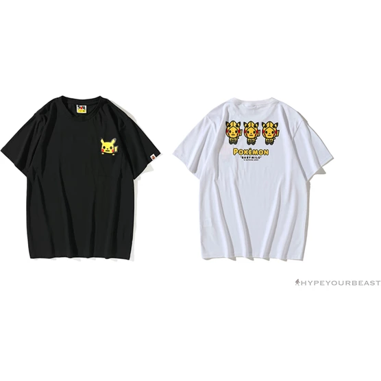 Hypeyourbeast BAPE Baby Milo Pocket Pikachu Tee Shirt 'BLACK'