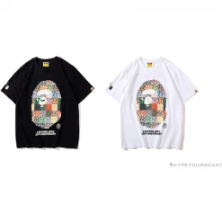 Hypeyourbeast BAPE Ape Man Head 28th Anniversary Camouflage Color Block Tee Shirt'WHITE'