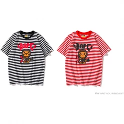 Hypeyourbeast BAPE Baby Milo Rock Bass Player Striped Tee Shirt'BLACK' Clothes