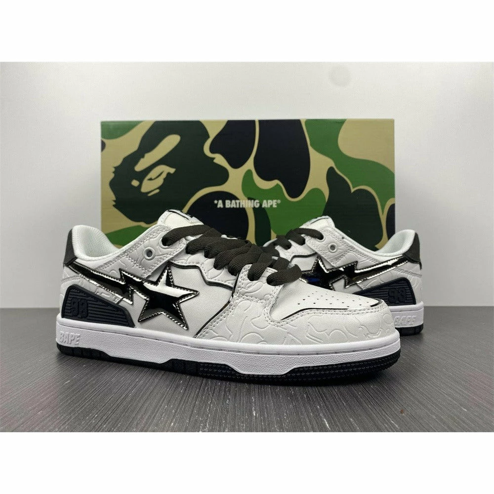 Hypeyourbeast Bape Sta Low Top Sneakers 'White Metallic Silver'