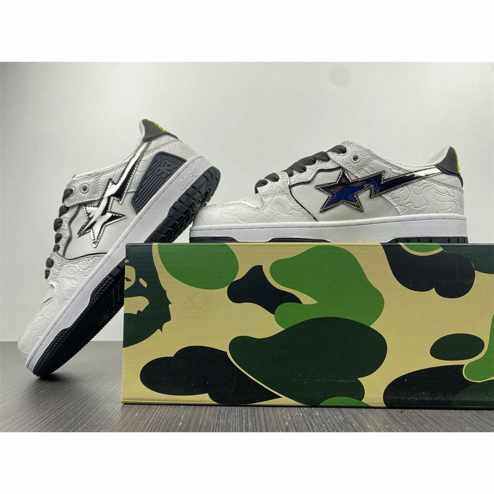Hypeyourbeast Bape Sta Low Top Sneakers 'White Metallic Silver'