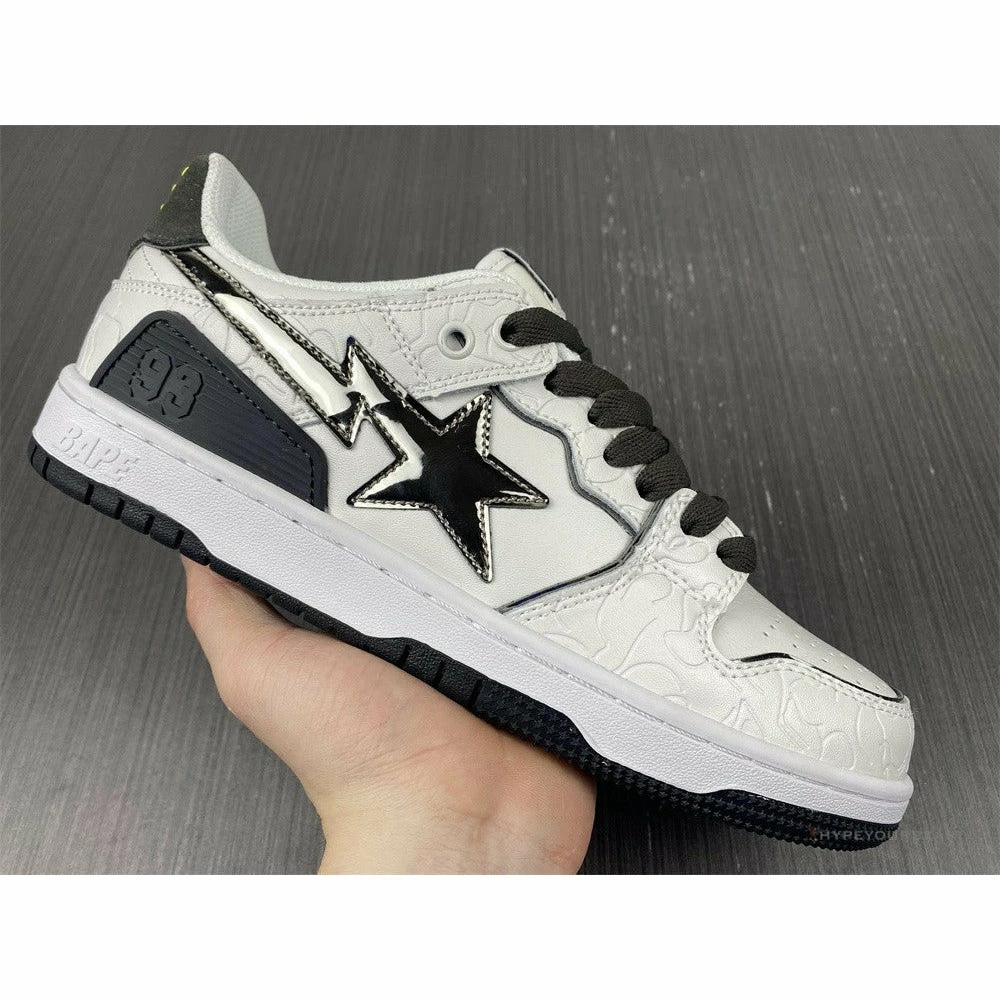 Hypeyourbeast Bape Sta Low Top Sneakers 'White Metallic Silver'