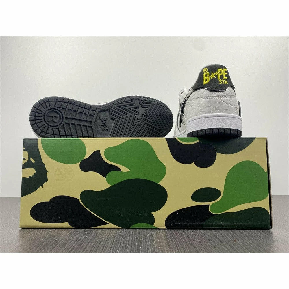 Hypeyourbeast Bape Sta Low Top Sneakers 'White Metallic Silver'