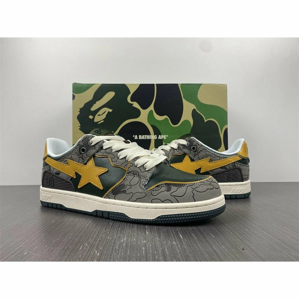 Hypeyourbeast Bape Sta Low Top Sneakers 'Grey Mustard Yellow'