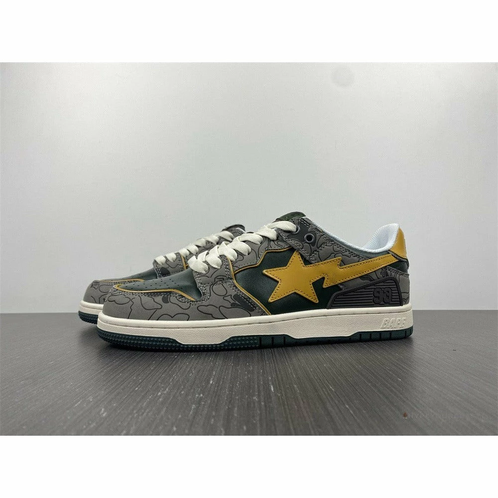 Hypeyourbeast Bape Sta Low Top Sneakers 'Grey Mustard Yellow'