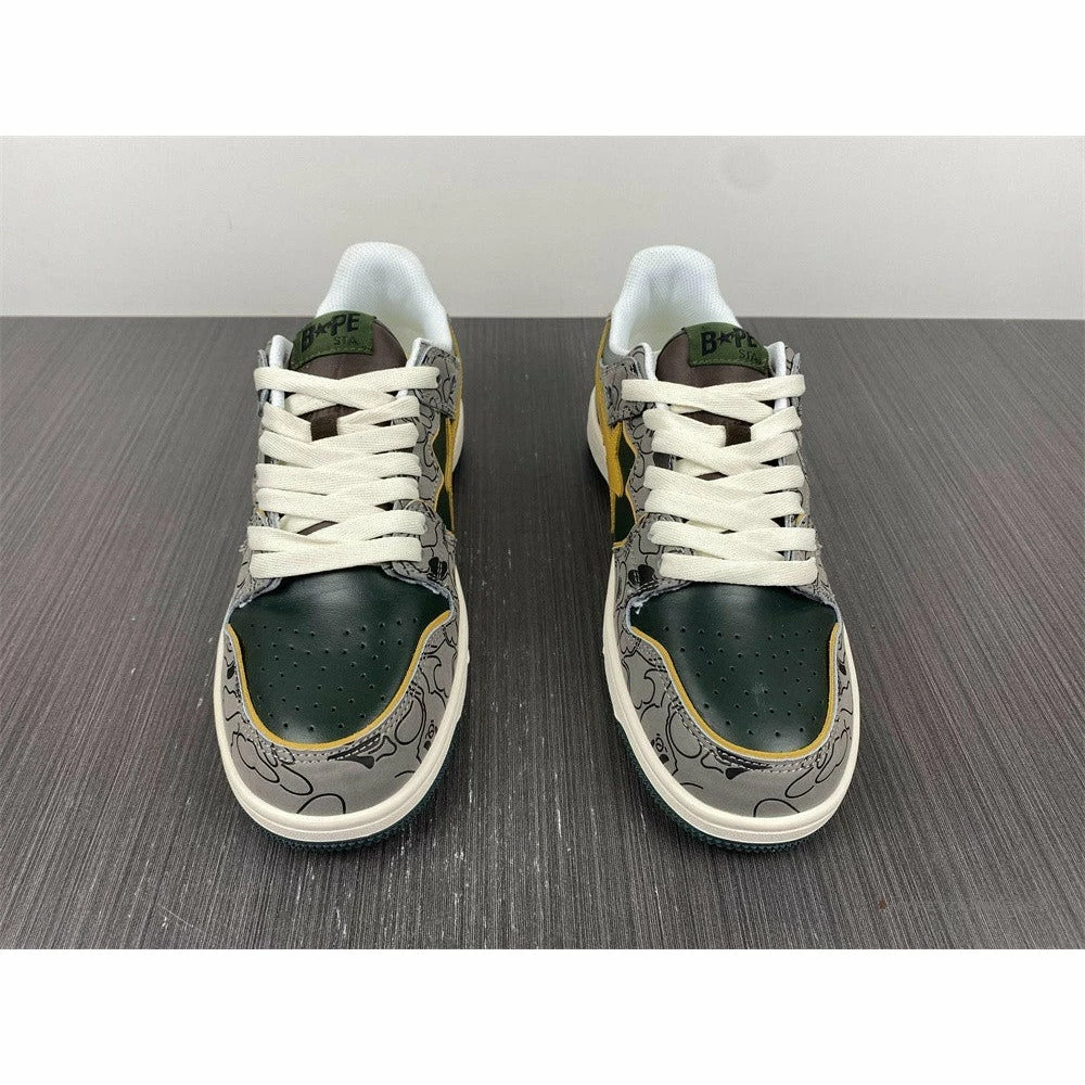Hypeyourbeast Bape Sta Low Top Sneakers 'Grey Mustard Yellow'