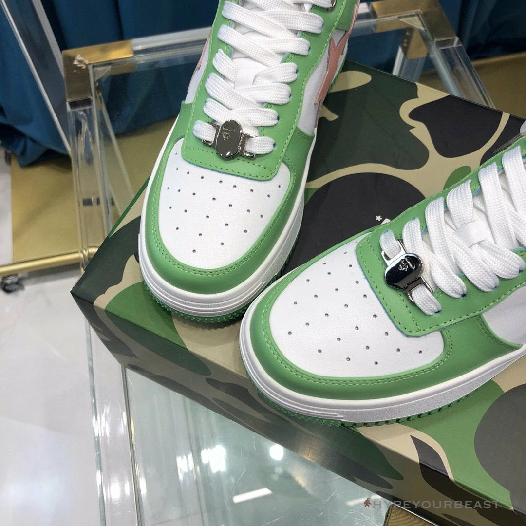Hypeyourbeast Bape Sta Low Top Sneakers Green Pink
