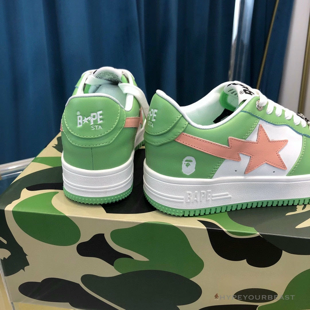 Hypeyourbeast Bape Sta Low Top Sneakers Green Pink