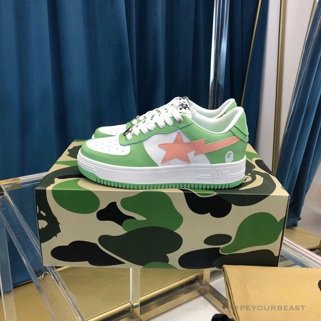 Hypeyourbeast Bape Sta Low Top Sneakers Green Pink