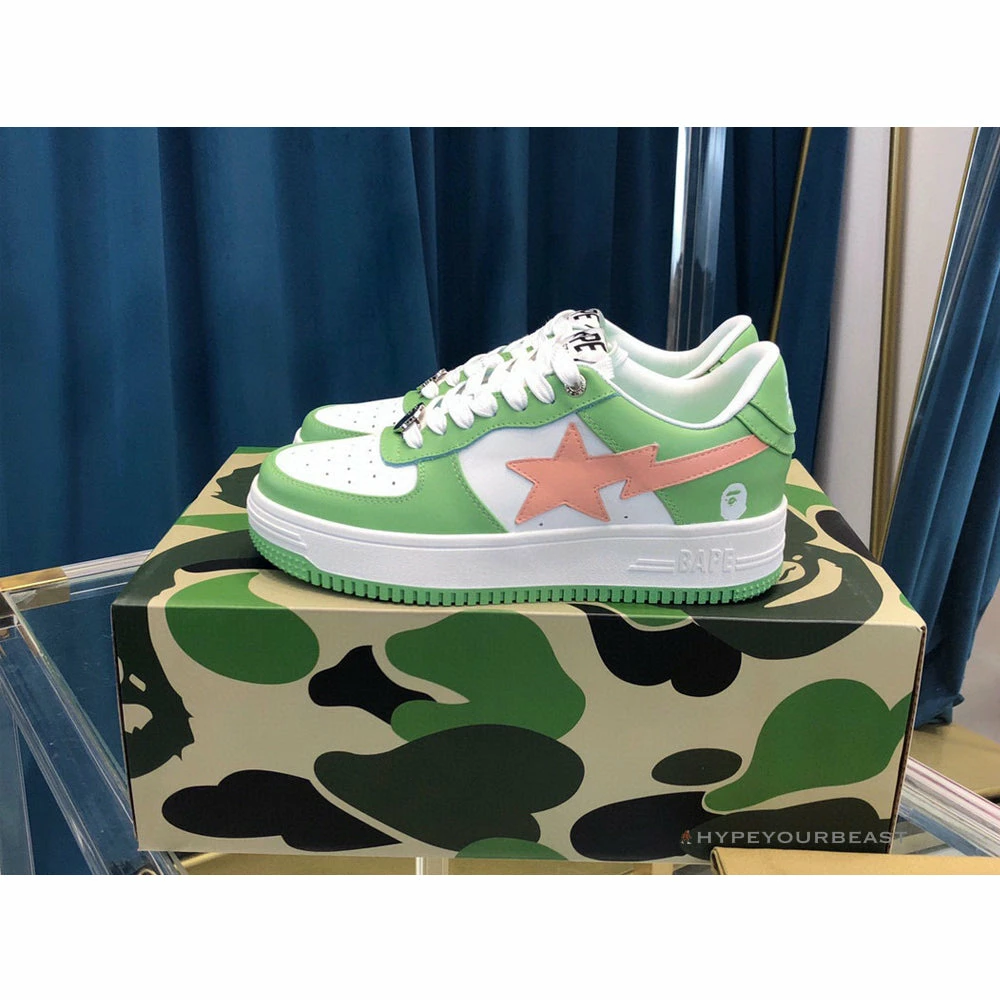 Hypeyourbeast Bape Sta Low Top Sneakers Green Pink