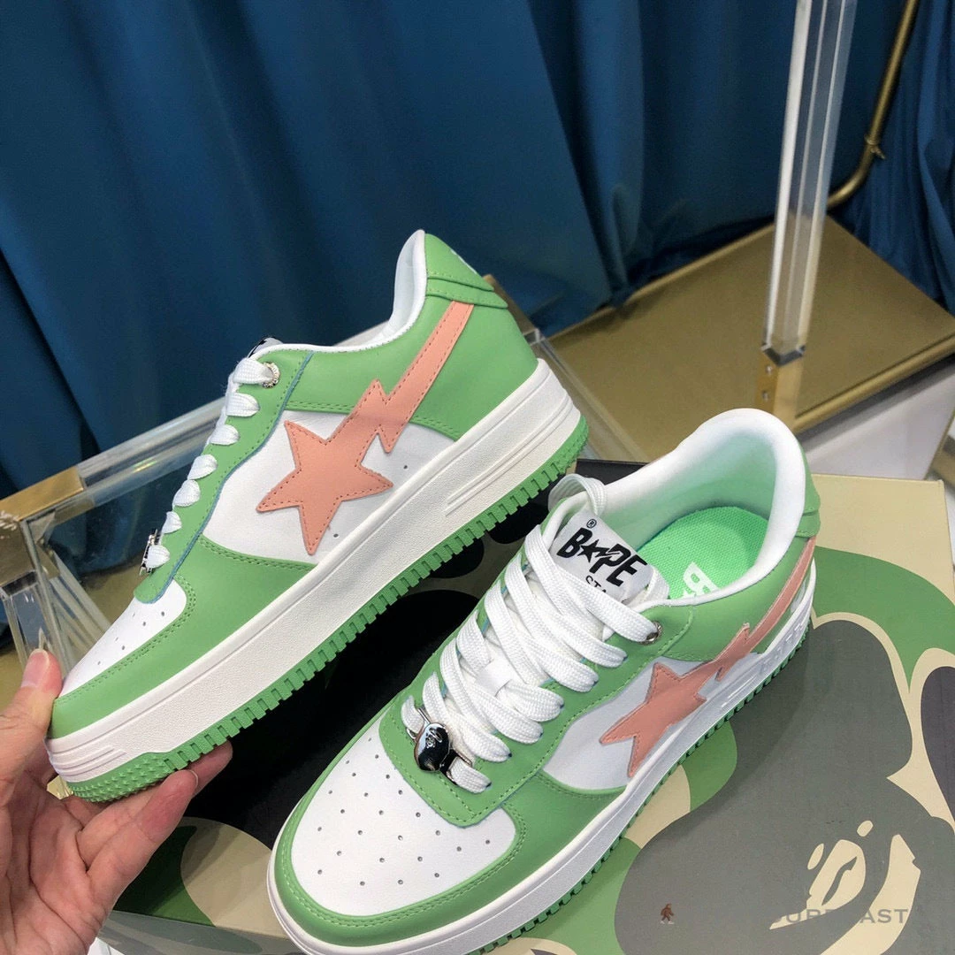 Hypeyourbeast Bape Sta Low Top Sneakers Green Pink