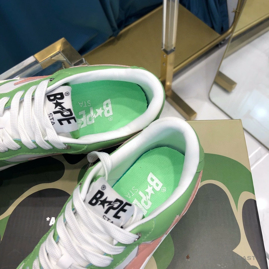 Hypeyourbeast Bape Sta Low Top Sneakers Green Pink
