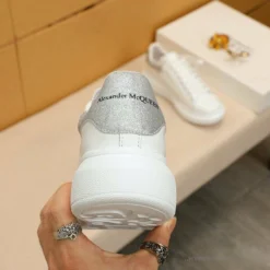 Hypeyourbeast Alexander McQueen White / Grey Suede Heel Lace Up Sneakers