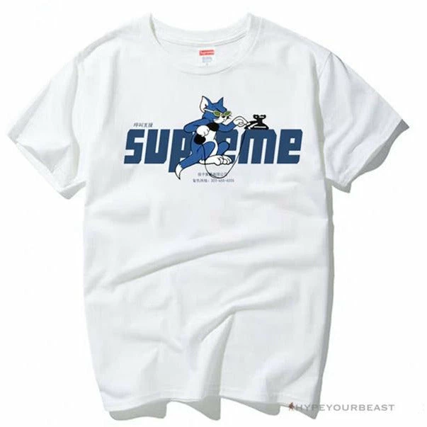 Hypeyourbeast Supreme Tee Shirt Tom & Jerry White T-Shirts