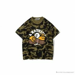 Hypeyourbeast BAPE KIDS Elbow Hug Gorilla Camouflage Tee Shirt 'GREEN'
