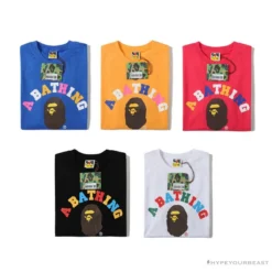 Hypeyourbeast Clothes BAPE Little Ape Head Colorful Classic Tee Shirt'WHITE'