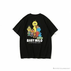 Hypeyourbeast BAPE Baby Milo Sesame Street Plain Tee Shirt 'BLACK'