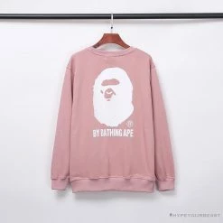 Hypeyourbeast BAPE Behind The Great Ape-Man Head Long Sleeve Shirt 'PINK' Clothes