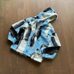 HypeYourBeast Supreme Penguins Hooded Fleece Jacket Blue Hoodies & Jackets
