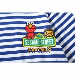 Hypeyourbeast Clothes BAPE Baby Milo Sesame Street Striped Tee Shirt'BLUE'