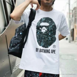 Hypeyourbeast BAPE Starry Sky Camouflage Luminous Great Ape Man Head Tee Shirt'WHITE'